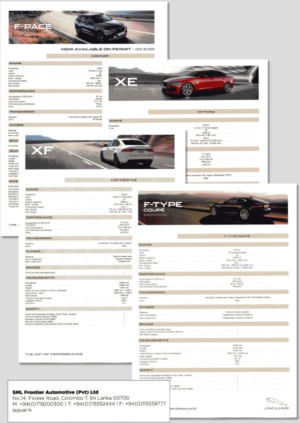 Leaflets Jaguar F-Pace, XE, XF, F-Type