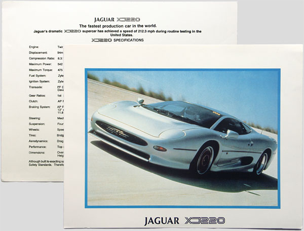 Produktblad Jaguar XJ220