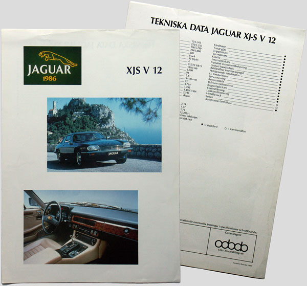 Reklamblad Jaguar XJ-S