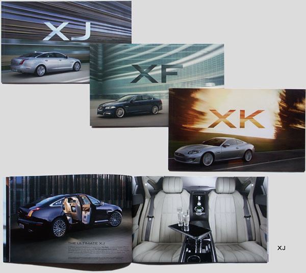 Jaguar XJ, XF and XK brochures.